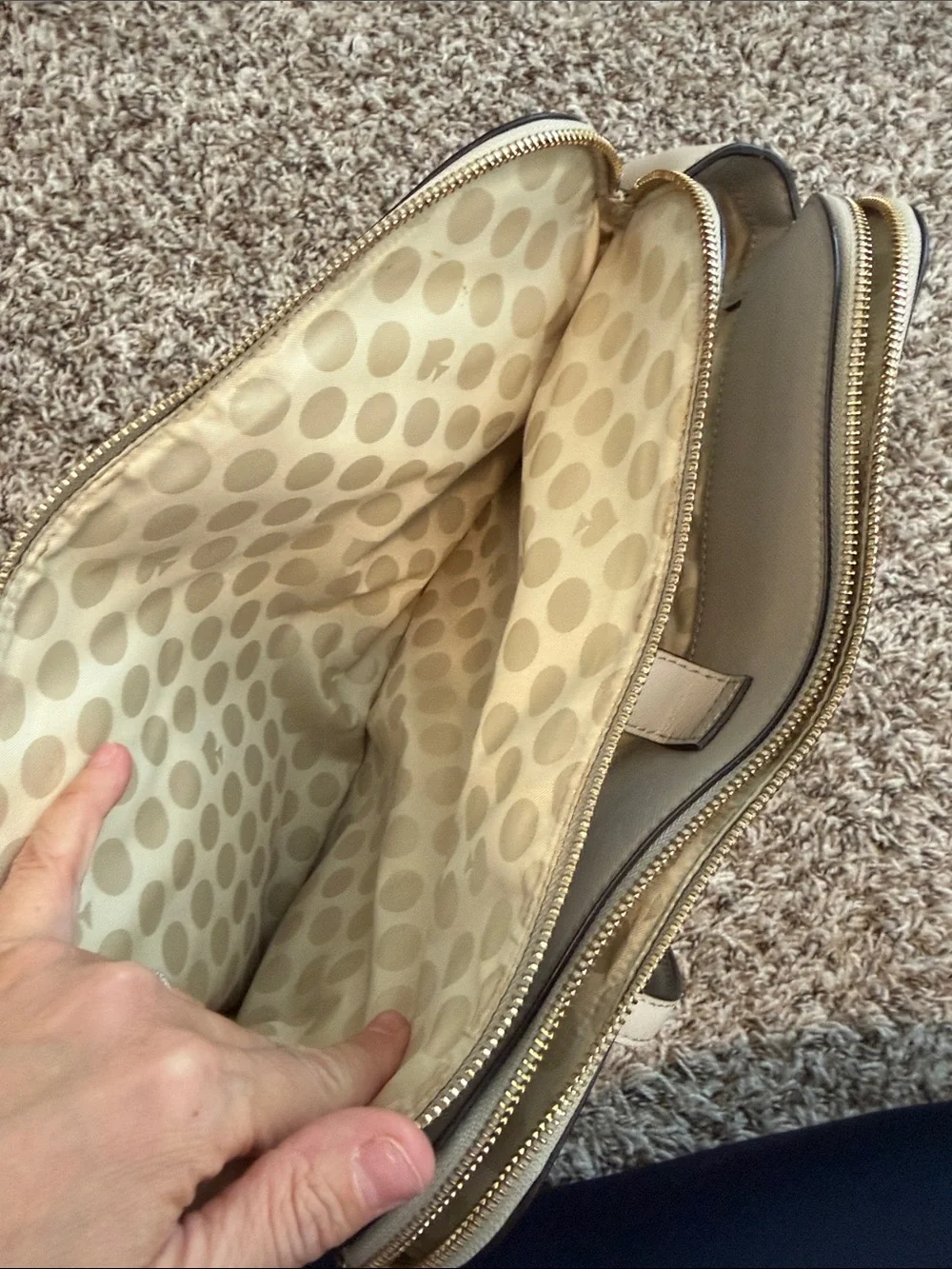 kate spade neutral beige Saffiano leather tote